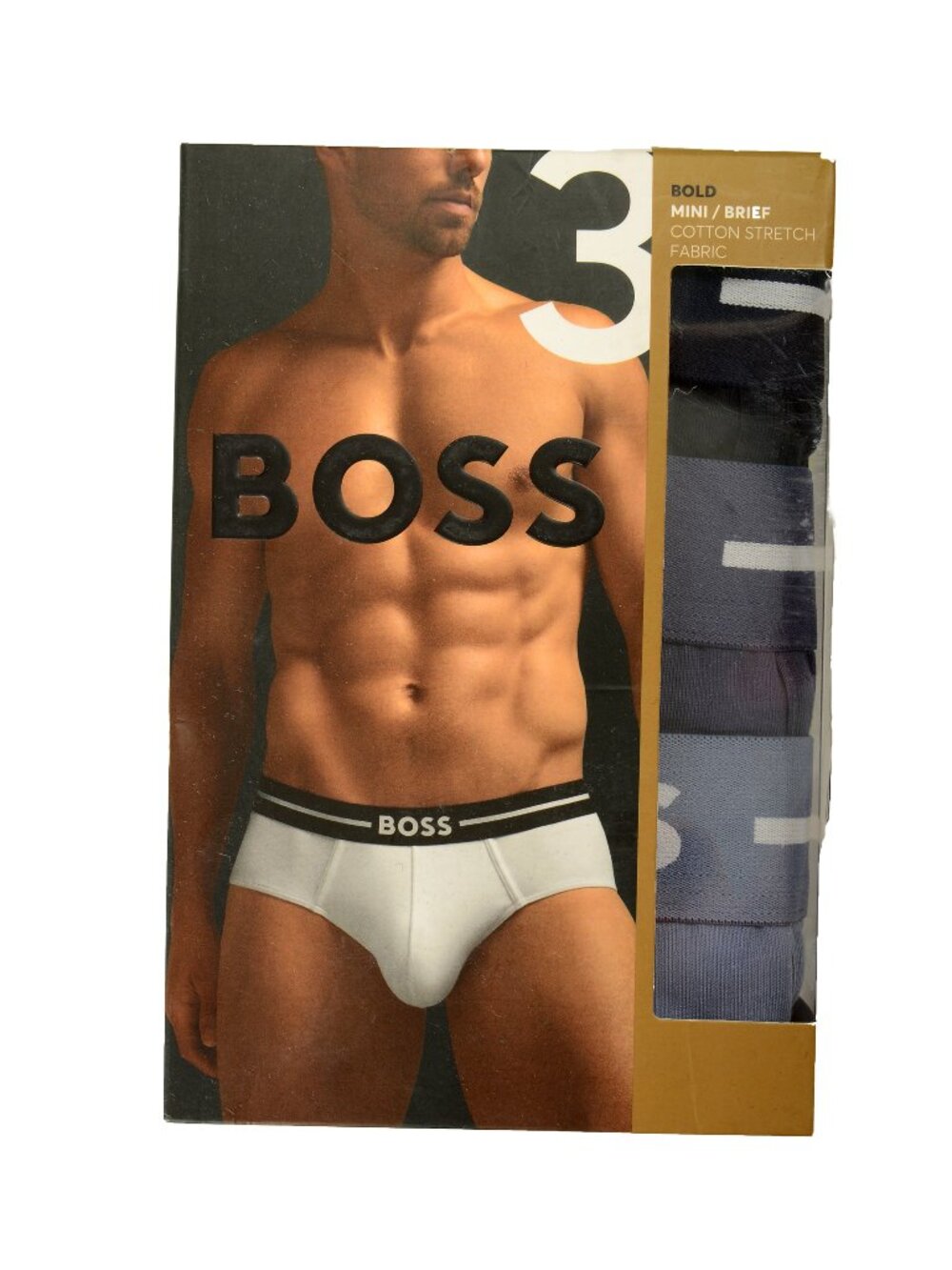 Hugo Boss Men's "BOLD" Logo Strap 3 Pack Hip Brief Slip Underwear US S IT 48